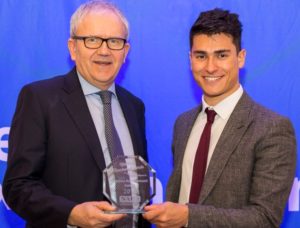 Pictured at the 2018 Teacher of the Year Awards are (L-R): Lifetime Acheivement Award winner Brian Mooney and Dan Hobbs, CEO BetterExaminations.ie